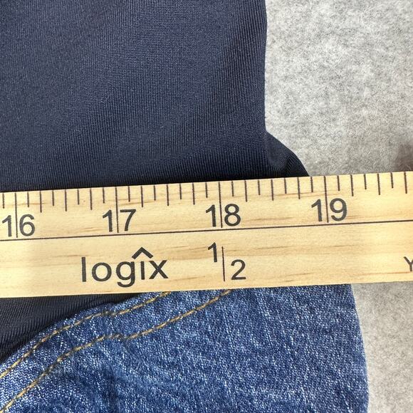 Isabel Maternity Midi Jean Short SZ 16 Medium Wash Denim Crossover Panel Stretch - Picture 8 of 11